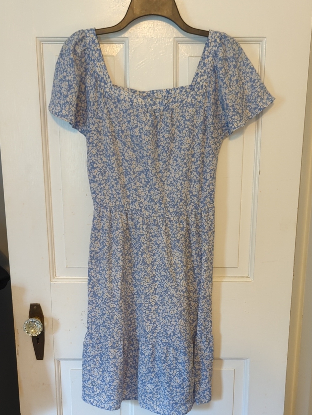BOGO 💚 Monteau Light Blue Floral Square-Neck Midi Dress